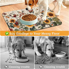 Pet Feeding Mat,Vintage Flower Absorbent Dog Cat Food Mat Rustic Wooden Dog Mat with Rubber Backing,Non-Slip Water Bowl Placemat,Pet Supplies 12" x 20"