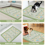 Glittme Cat Litter Mat with Non-Slip Bottom Litter Box Mat 33"X22" Litter Trapping Mat Easy to Clean Washable Cat Food Mat for Kitty,L