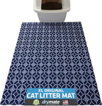 Drymate Cat Litter Box Mat, Litter Trapping Mat, Waterproof, Urine-Proof, Absorbent, Machine Washable, Soft on Paws, Contains Mess, Protects Floors, Kitten Supplies, Indigo, 29x36 XL