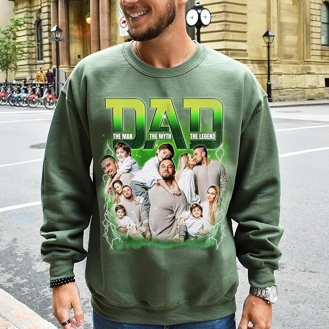 Custom Dad Shirt Personalized Picture T-Shirt for Men for New Dad Daddy Gift for Grandpa