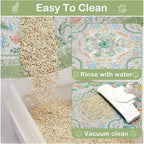 Glittme Cat Litter Mat with Non-Slip Bottom Litter Box Mat 33"X22" Litter Trapping Mat Easy to Clean Washable Cat Food Mat for Kitty,L