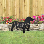 Dog Garden Stake - Unique Gift for Dog Lovers, Black Metal Outdoor Decor, Durable Yard Art Statue (Dachshund)