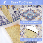 Glittme Cat Litter Mat with Non-Slip Bottom Litter Box Mat 33"X22" Litter Trapping Mat Easy to Clean Washable Cat Food Mat for Kitty,L