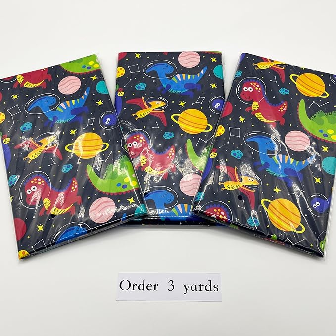 1 Yard (Pre-Cut) 43" x 36" (109cm x 92cm) Premium Floral Cotton Quilting Sewing Fabric, DIY Sewing Patchwork Supplies for Face mask Clothing Handmade Craft&Home Decoration (Cute Dinosaur)