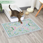 Glittme Cat Litter Mat with Non-Slip Bottom Litter Box Mat 24"X15" Litter Trapping Mat Easy to Clean Washable Cat Food Mat for Kitty,S