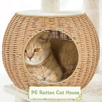 Yaheetech 54in Rattan Cat Tree, Modern Tower with Breathable Woven Condo, Scratching Posts & Washable Cushions, Naturally Cool in Summer, Cute Furniture for Indoor Cats