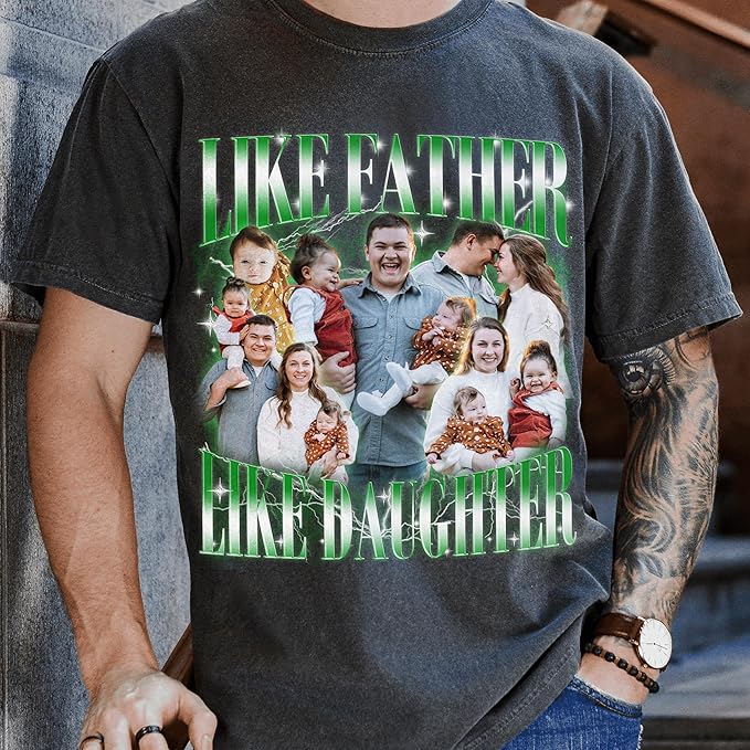 Custom Dad Shirt Personalized Picture T-Shirt for Men for New Dad Daddy Gift for Grandpa