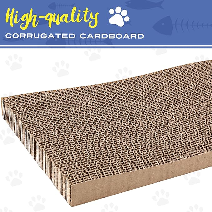 PrimePets Cat Scratcher Cardboard for Indoor Cats, 3 in 1, Cat Scratch Pad with Box, Cat Scratching Board, Reversible Corrugated, Furniture Protector, Catnip Included