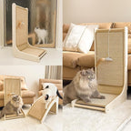 PETKARAY Cat Scratcher, Sisal Cat Scratch Pad, L Shape Scratching Board for Indoor Kitty, Floor Mounted Scratcher with Mouse Toy Catnip