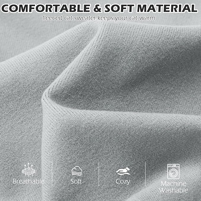 EXPAWLORER Soft Cat Sweater - Sweaters for Cats Only Warm Kitten Clothes, Fall and Winter Pet Coat Pullover Design, Fleece Sweatshirt Clothing Also for Puppy Small Dogs, Grey Small
