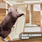 Yaheetech 68.5in Cat Tree Multi-Level Cat Tower with Large Cat Condo＆Cozy Perches Stable Pet Play House w/Sisal-Covered Scratching Posts＆Board for Indoor Cats, Beige