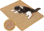 Cat Scratcher Mat,Natural Sisal Cat Scratch Pad with Hook&Loop Tape,Horizontal Floor Kitten Scratching Pads Rug for Indoor,Pet Furniture Protector for Couch&Carpets&Sofas, Large, Brown