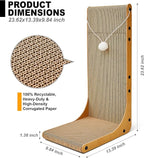 Value 2-Pack 23.6 Inch L-Shaped Cardboard Cat Scratcher, Dual Use (Vert/Horiz) Scratch Pad with Toy Balls, Wall-Mountable Furniture Protector Cat Scratchers for Indoor Cats, Couch & Wall