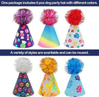 6pcs/Pack Mini Dog Party Hats for Small XS Cat Puppy Doggie Kitten Rabbit Stuffed Animals Birthday Holiday Party Grooming Accessories