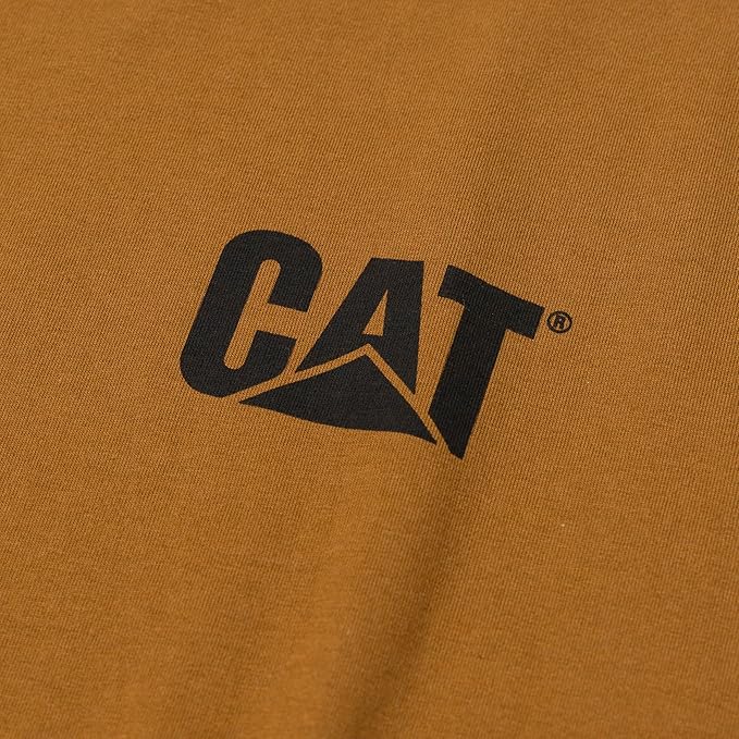 CAT Men's Trademark T-Shirts with Shape-Retention Rib Trim Spandex, Tagless Neck, and Cat Logo on Left Chest