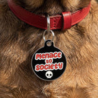 Bad Tags Personalized Dog and Cat ID Tags in 25+ Designs and 2 Sizes - 5 Lines of Custom Engraved Text - Funny Cute Personalized Pet Tags (Menace to Society, Small (1 inch))