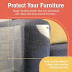 18 Pack XL Anti Cat Scratch Furniture Protector - Couch Protector from Cat Claws w/Twist Pins - Heavy Duty, Strong, Clear, Easy-to-Apply Scratching Deterrent and Shield for Sofa