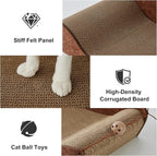 26'' Cardboard Cat Scratcher Bed - Large Scratcher Couch for Indoor Cats, Orthopedic Scratching Board, Lounger Scratching Couch with Bells