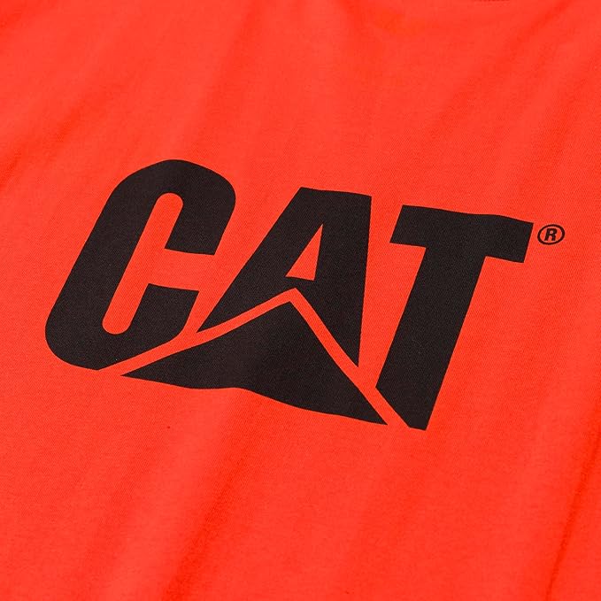 CAT Men's Trademark T-Shirts with Shape-Retention Rib Trim Spandex, Tagless Neck, and Cat Logo on Left Chest