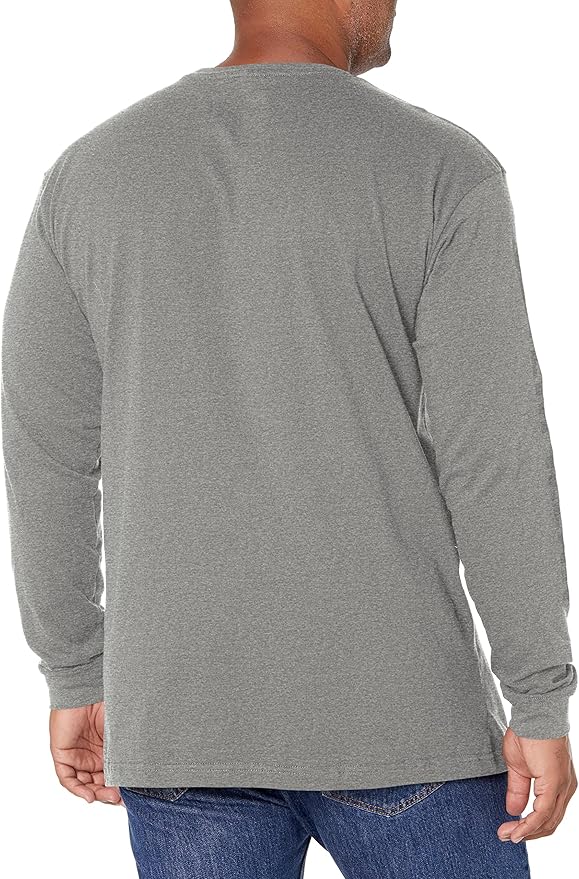 Caterpillar Trademark Banner Long Sleeve Tee Shirts for Men with Center Back Neck Wire Management Loop and Cat Workwear Logo