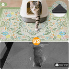Glittme Cat Litter Mat with Non-Slip Bottom Litter Box Mat 40"X30" Litter Trapping Mat Easy to Clean Washable Cat Food Mat for Kitty,XL