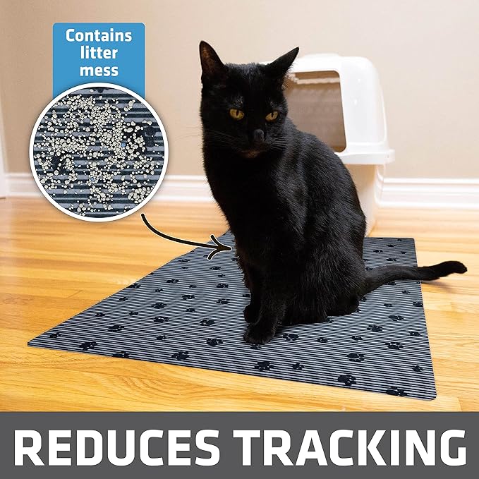Drymate Cat Litter Box Mat, Litter Trapping Mat, Waterproof, Urine-Proof, Absorbent, Machine Washable, Soft on Paws, Contains Mess, Protects Floors, Kitten Supplies, Dark Grey, 20x28