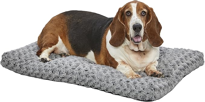 MidWest Homes for Pets Intermediate QuietTime Deluxe Gray Ombré Swirl Plush Pet Bed, Machine Washable, Non-Skid Bottom, Soft Crate Mat for 36-inch Crates