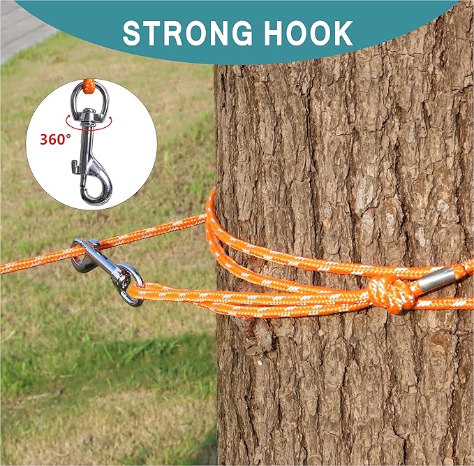 Reflective Cat Leash -30FT Cat Cable Out Escape Proof Walking Leads Yard Long Durable Safe Personalized Extender Leash Traning Play Outdoor for Puppies/Kittens/Rabbits/Small Animals