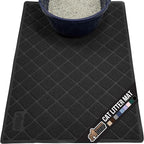 GORILLA GRIP Cat Litter Box Mat, 40x28, Water Resistant, US Designed Kitty Litter Trapping Mats, Easy to Clean, Scatter Control, Less Mess and Clean Floors, Kitten Supplies for Indoor Cats, Black