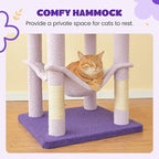 MWPO Flower Cat Tree for Indoor Cats, 63.8 Inches Multi-Level Cat Tower with Sisal-Covered Scratching Posts, Padded Platform, Hammock, Dangling Toys, Stable Cat Condo Pet Play House