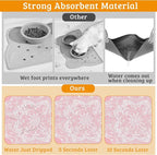Pet Feeding Mat,Boho Mandala Absorbent Dog Cat Food Mat Pink Flower Dog Mat with Rubber Backing,Non-Slip Water Bowl Placemat,Pet Supplies 12" x 20"