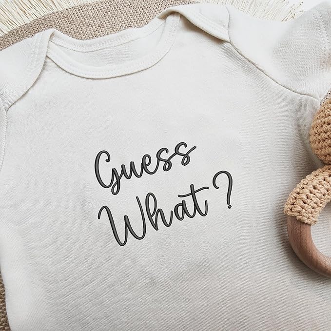 COUPLEHOODIES Personalized Baby Onesie Bodysuit – Custom Embroidery Gift for Pregnancy Reveal Baby Shower or First Grandchild