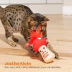 Catstages A Really Fungi Cat Kicker Toy with Catnip and Dental Mesh, Mushroom Shape, Plush and Feather Cat Toy for Kicking, Tossing, and Teeth Cleaning, Red