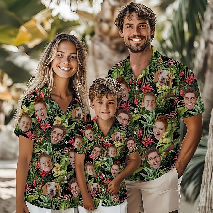 Custom Hawaiian Shirt with Face for Men Women Youth Kid, Personalized Hawaiian Shirts with Face Logo Photo Picture