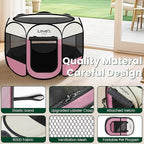 Love's cabin Pet Puppy Dog Playpen, Medium Dog Tent Crates Cage Indoor/Outdoor, Portable Playpen for Cat, Foldable Pop Up Dog Kennel Playpen with Carring Case, Removable Zipper Top, Light Pink