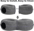 8-Shaped Large Cat Tunnel Bed for Indoor Cats, Infinite Circulation Peekaboo Cat Cave with 12 Toy Balls, Cat Donut Tunnel for Cats up to 30 Pounds (Dark Grey, L 38x24x11in)