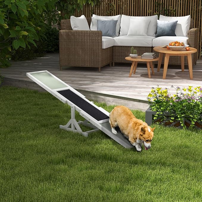Wooden Dog Agility Seesaw - Durable Fir Wood, Anti - Slip Surface, Supports up to 110 Lbs - for Training and Exercise, Enhances Obedience - Ideal for All Dog Sizes