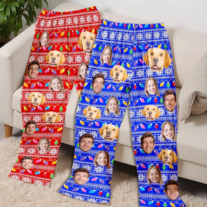 Custom Pajama Pants for Women Men, Personalized 67 Name Photo PJ Family Six Seven Matching Sleep Bottoms Birthday Xmas Gifts