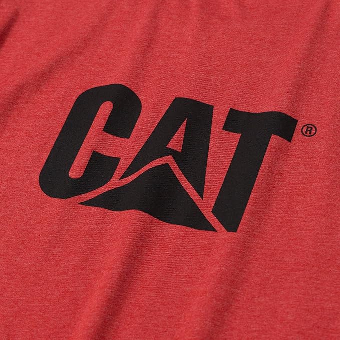 CAT Men's Trademark T-Shirts with Shape-Retention Rib Trim Spandex, Tagless Neck, and Cat Logo on Left Chest