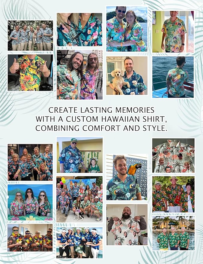 Custom Hawaiian Shirt with Face for Men Women Youth Kid, Personalized Hawaiian Shirts with Face Logo Photo Picture