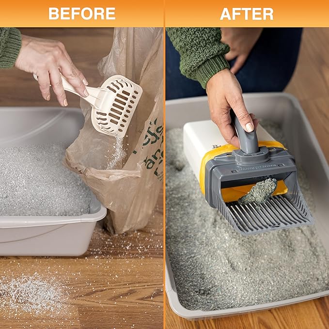Neater Pet Brands Neater Scooper XL Cat Litter Scoop, 195 Refill Bags – Extra-Large Capacity Mess-Free Cat Litter Scooper with Bag for Large & Multiple Cats, Spill-Proof Litter Box Scooper with Holder
