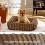 Bedsure ComfyFleece™ Washable Dog Bed for Medium Dogs - Cute Furry Puppy Beds, Rectangle Orthopedic Corduroy Fleece Pet Beds with Removable Zipper Cover, 30x24x8inches, Camel Brown