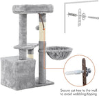 Yaheetech 34.5in Scratching Post, Cat Scratchers for Indoor Cats and Kittens, Multifunctional Activity Post w/Sisal Rope＆Dangling Ball＆Large Condo, Light Gray