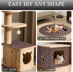 15.7'' x 39.3'' Cat Scratch Furniture Protector Adhesive Trimmable Cloth Couch Anti-Scratch Cover DIY Climb Couch Protector from Cat Claws, Covering Cat Tower, Replacement Pads，Brown