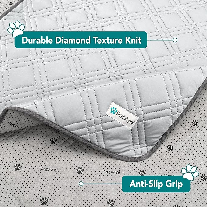 PetAmi Waterproof Cooling Mat for Dog, Premium Pet Cooling Blanket for Bed Crate, Anti Slip Indoor Dog Cool Pad for Sleeping, Q-MAX Large Sofa Couch Cover Mat for Cat, Light Grey, 60x80