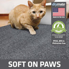 Drymate Cat Litter Box Mat, Litter Trapping Mat, Waterproof, Urine-Proof, Absorbent, Machine Washable, Soft on Paws, Contains Mess, Protects Floors, Kitten Supplies, Grey, 20x28