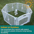 MyPet North States Petyard Plus: 5.5 Ft. Wide Folding Dog Playpen Indoor or Outdoor. 6-Panel Freestanding Play Pen Dog Gate Made in USA. 26" Tall, Light Gray