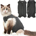 Cat Recovery Suit for Spay Abdominal Wounds, Kitten Onesie Bodysuit for Cats After Surgery, Cat Surgery Recovery Suit Female Cone of Shame Alternative for Cats Anti Licking (Dark Grey M)