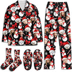 Artsadd Custom Pajamas for Women Men Family, Personalized Face Pjs Pajama Pants, Funny Pet Photo Loungewear Sleepwear Jammies