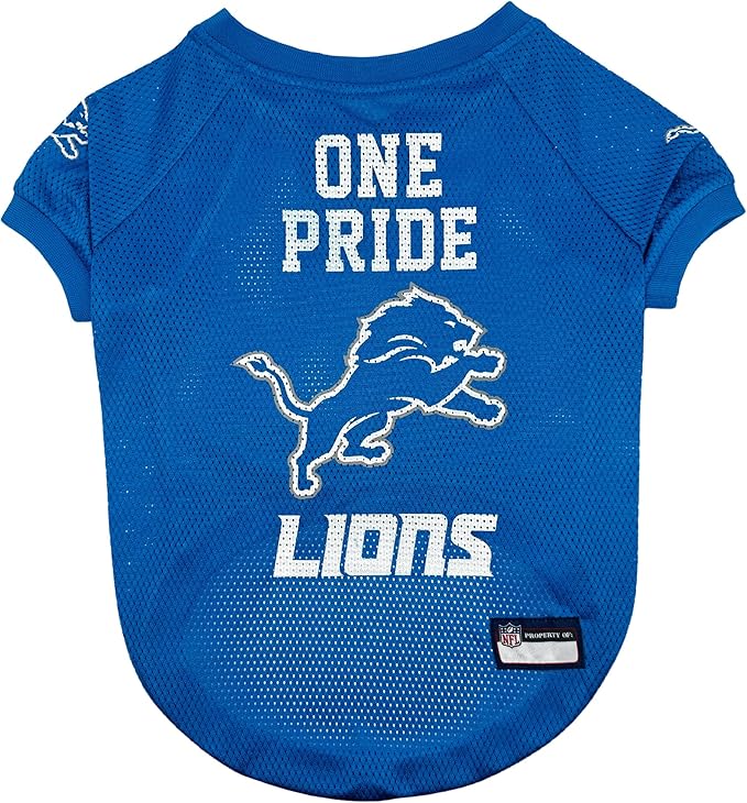 Pets First NFL Detroit Lions Raglan Jersey One Pride - Size X-Large. Cutest Football Jersey for Dogs & Cats